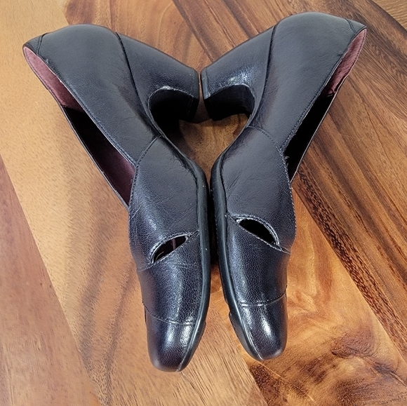 Clarks Indigo Elegant Black Leather Women's Heels Size 7 Comfy Wardrobe Staple - Picture 12 of 17